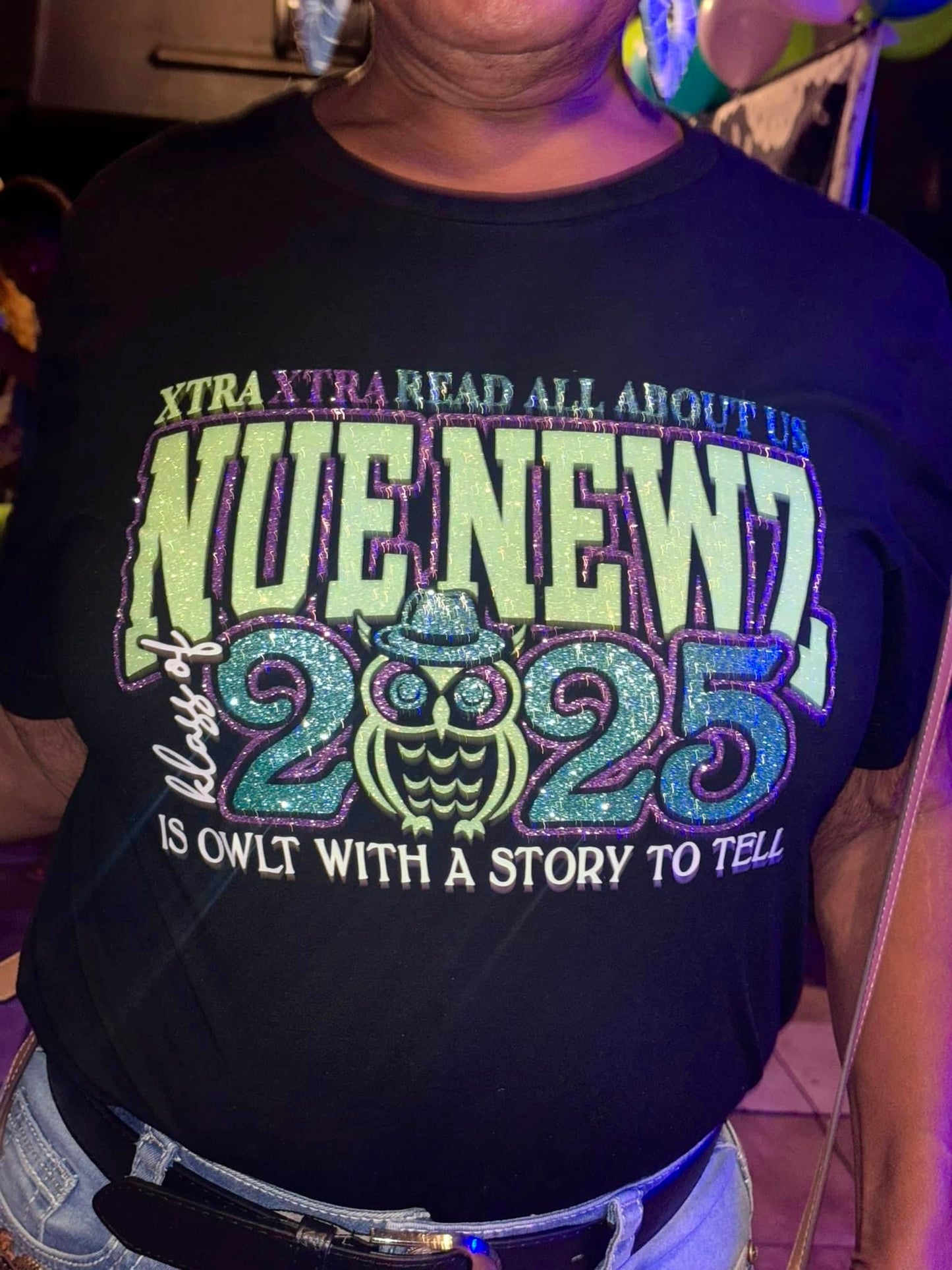 Xtra Xtra Nue Newz is OWLT Glittered Tee