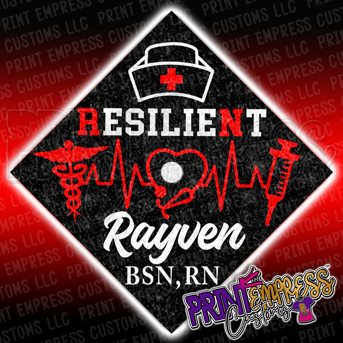 RESERVED: Glittered Graduation Cap Cover