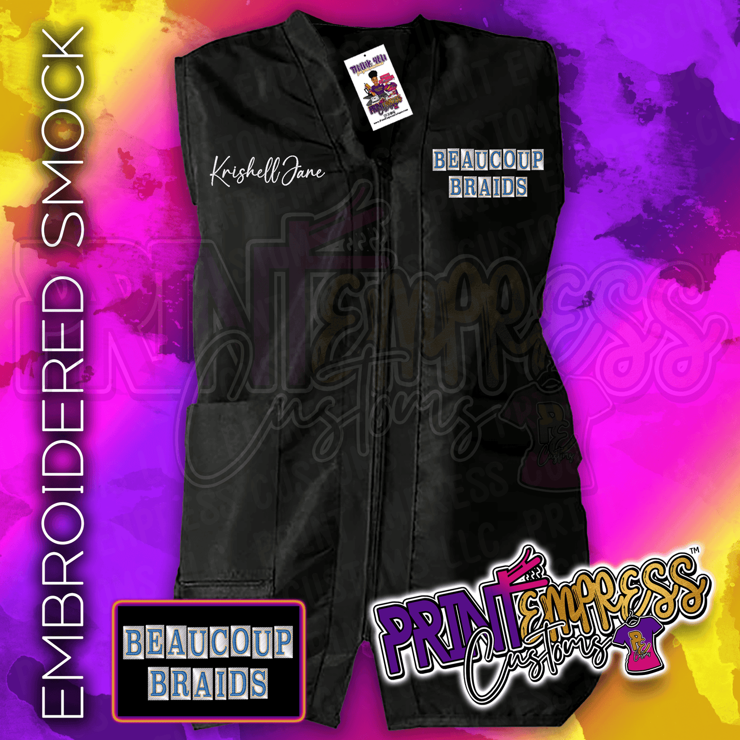 Embroidery: BEAUCOUP BRAIDS Smock (Reserved) - PRINT EMPRESS CUSTOMS LLC