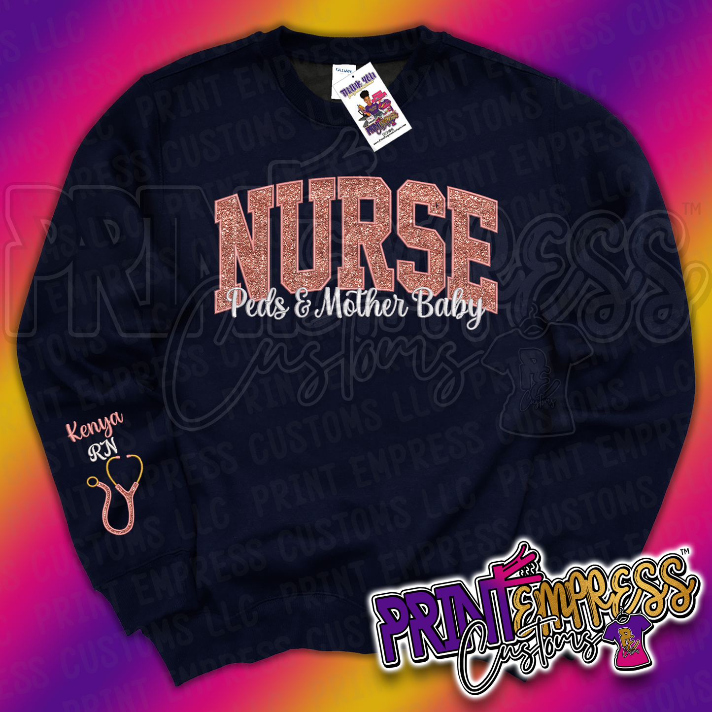 Embroidered Nurse Glitter Sweatshirt