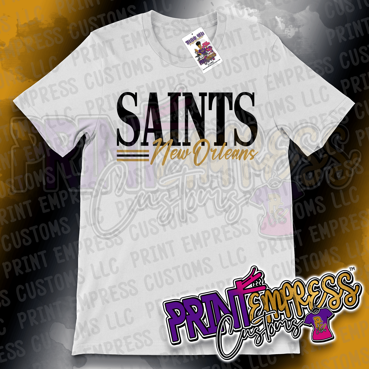 New Orleans Saints Striped Tee - PRINT EMPRESS CUSTOMS LLC