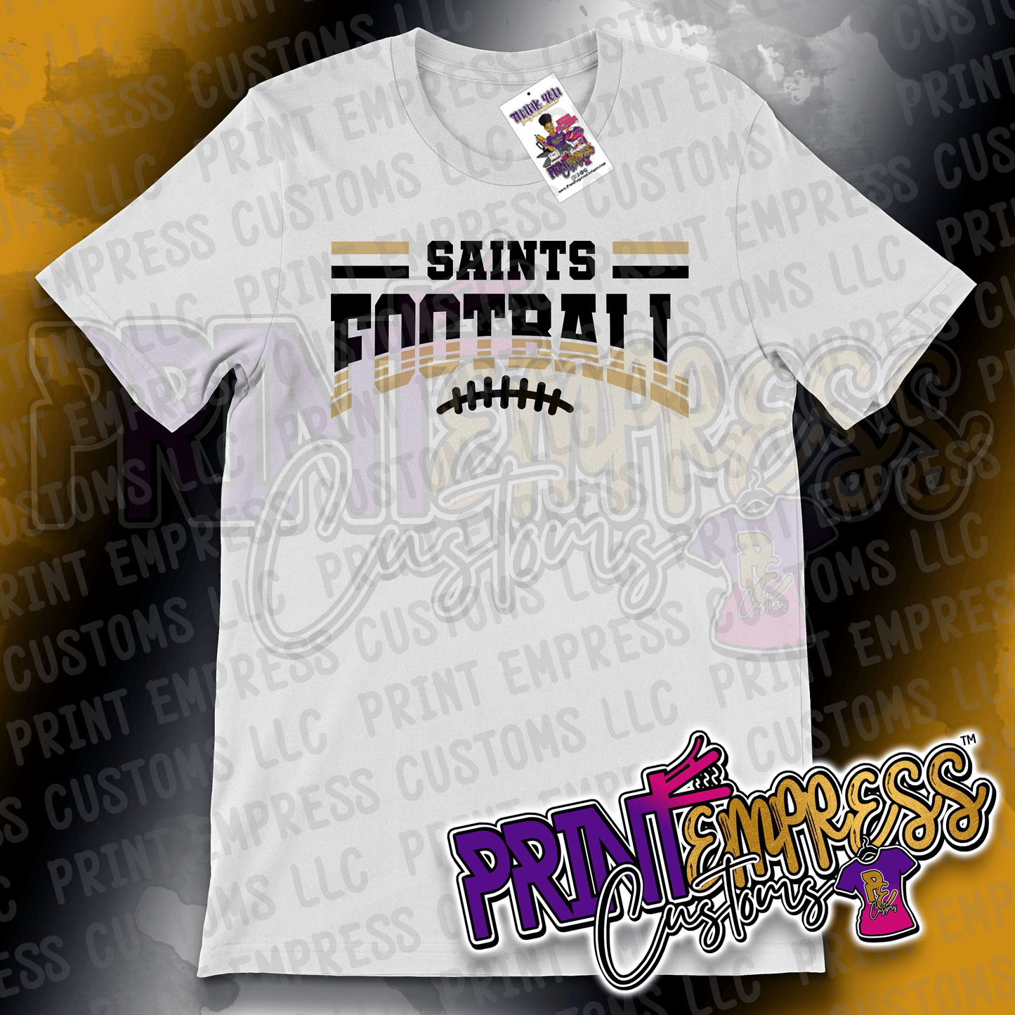 Saints Football Curved Tee - PRINT EMPRESS CUSTOMS LLC