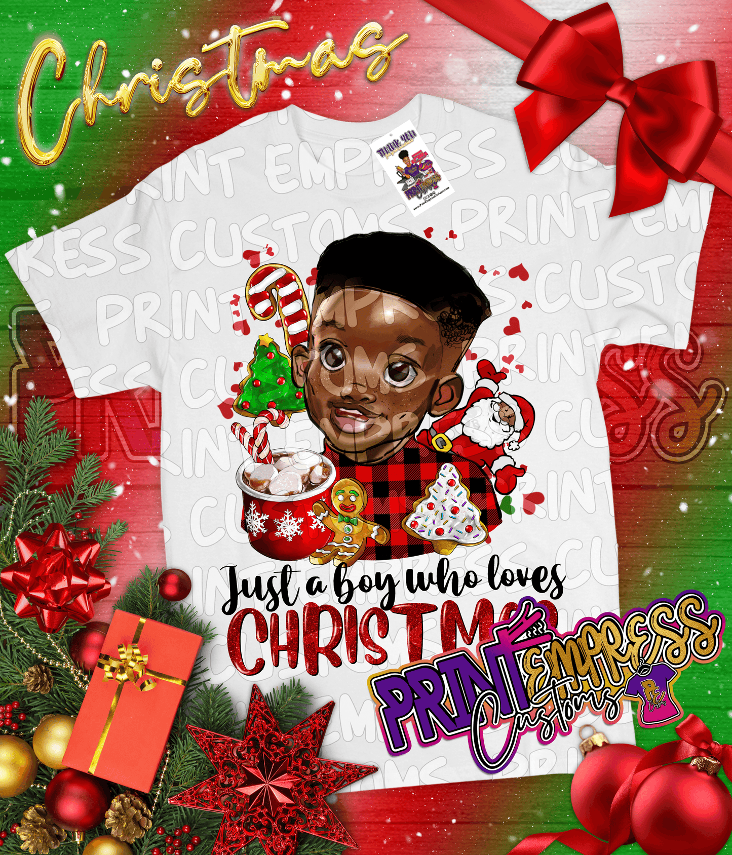 Christmas: Christmas Boy Tee (Youth) - PRINT EMPRESS CUSTOMS LLC