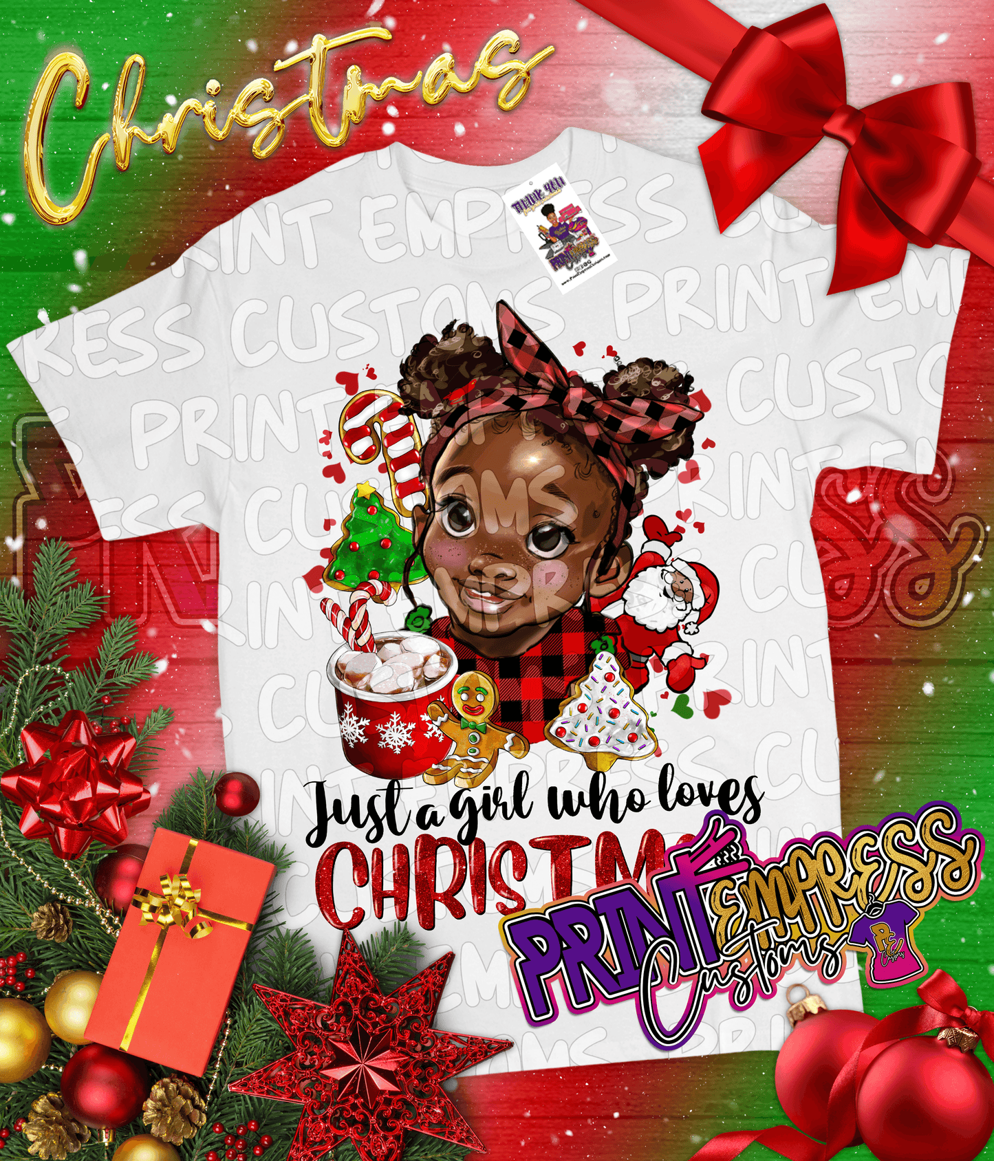 Christmas: Christmas Girl Tee (Youth) - PRINT EMPRESS CUSTOMS LLC