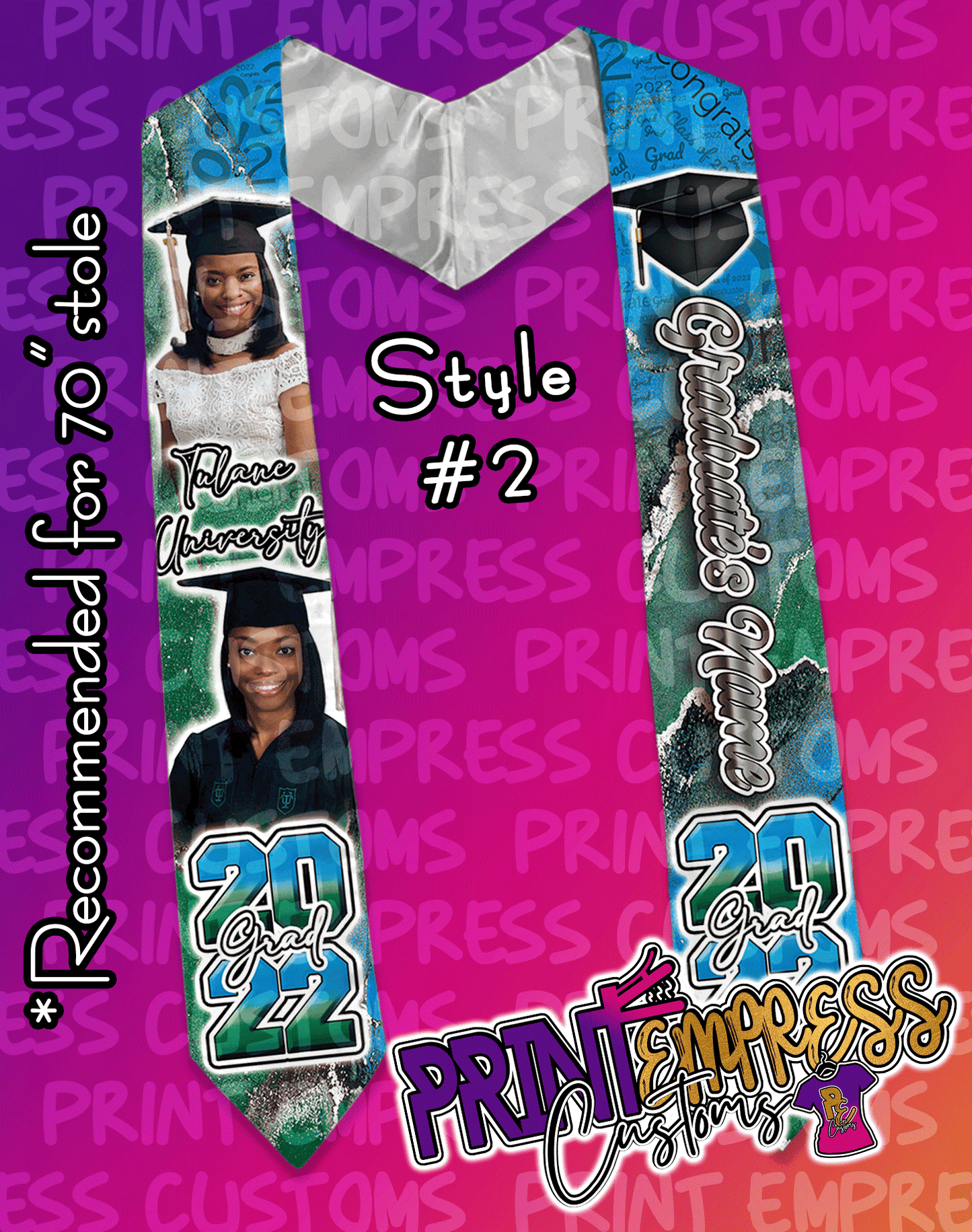 Custom: Graduation Stoles (60" & 70") - PRINT EMPRESS CUSTOMS LLC