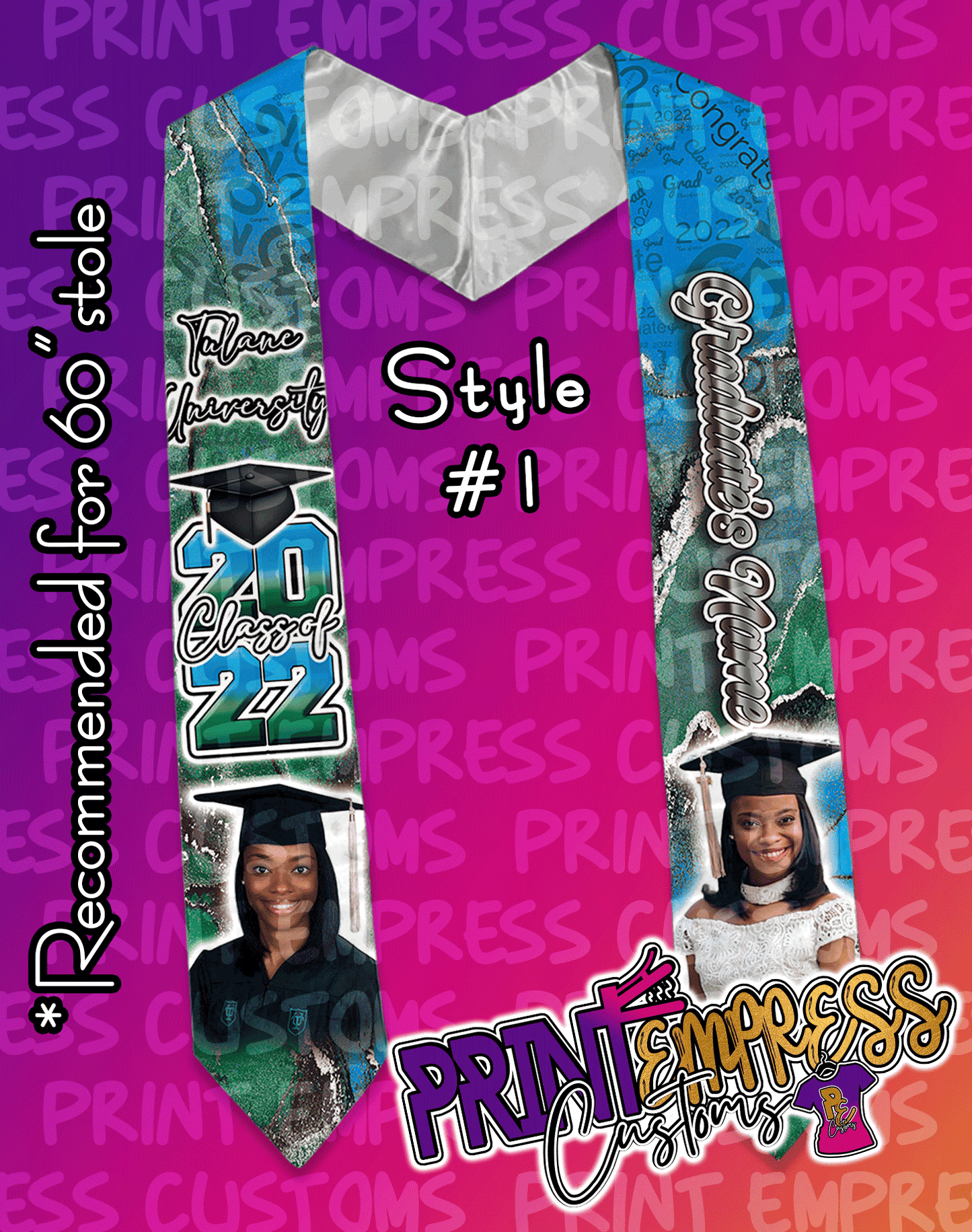 Custom: Graduation Stoles (60" & 70") - PRINT EMPRESS CUSTOMS LLC