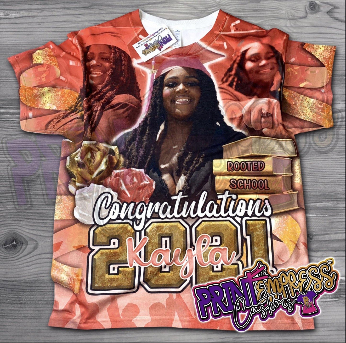 RESERVED - GRADUATION PARTIAL PRINT TEES FOR KAYLA - PRINT EMPRESS CUSTOMS LLC