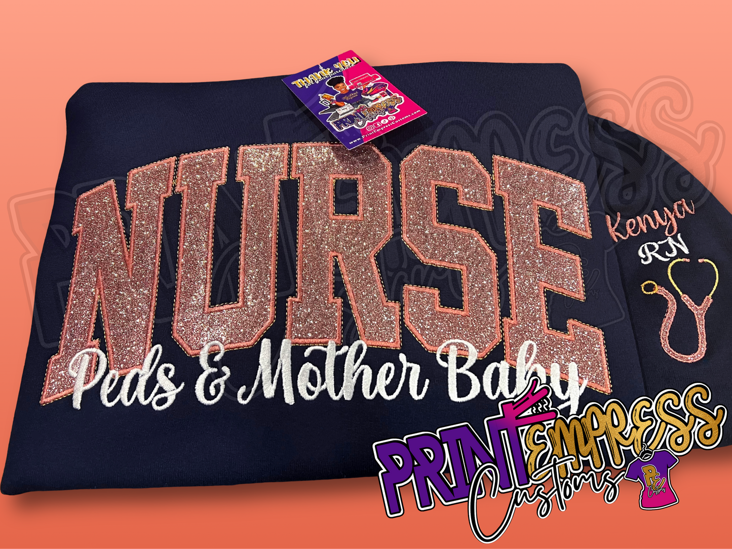Embroidered Nurse Glitter Sweatshirt