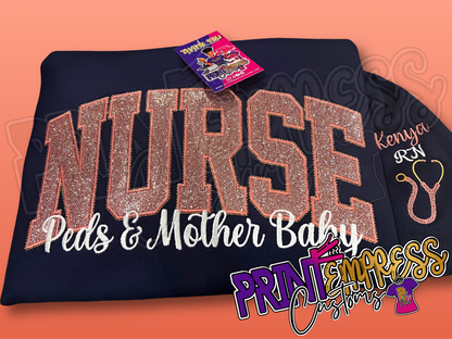 Embroidered Nurse Glitter Sweatshirt