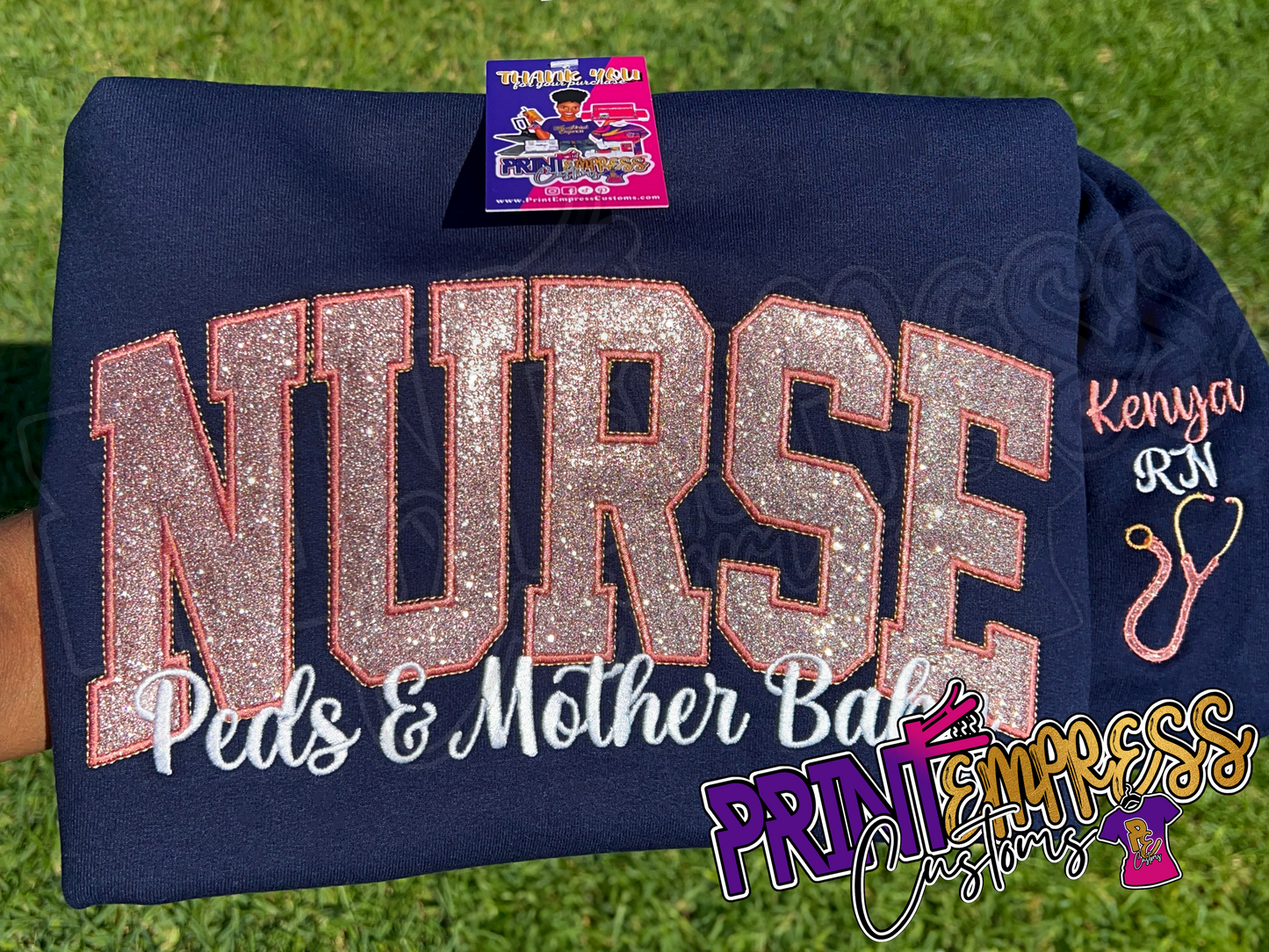 Embroidered Nurse Glitter Sweatshirt