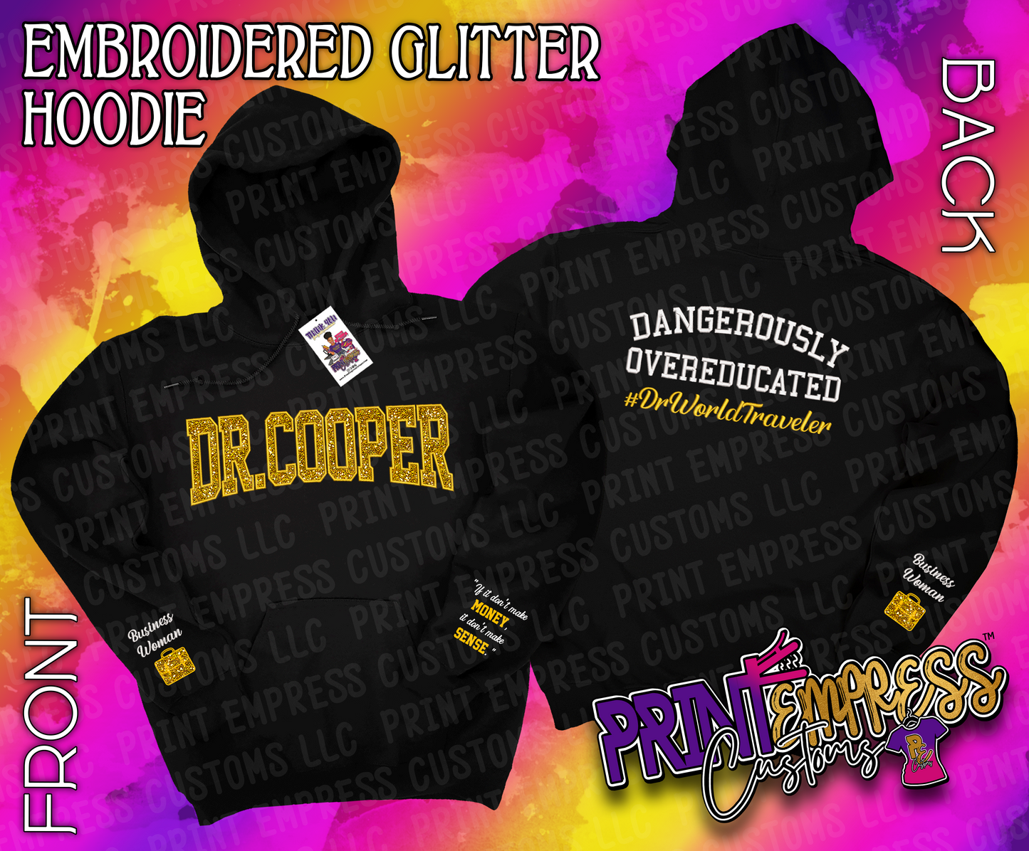 Reserved: Embroidered Glitter Dr. Cooper Hoodie