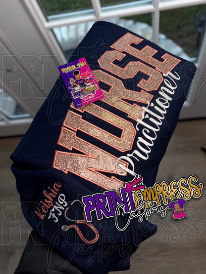Embroidered Nurse Glitter Sweatshirt
