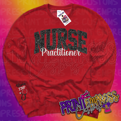 Embroidered Nurse Glitter Sweatshirt