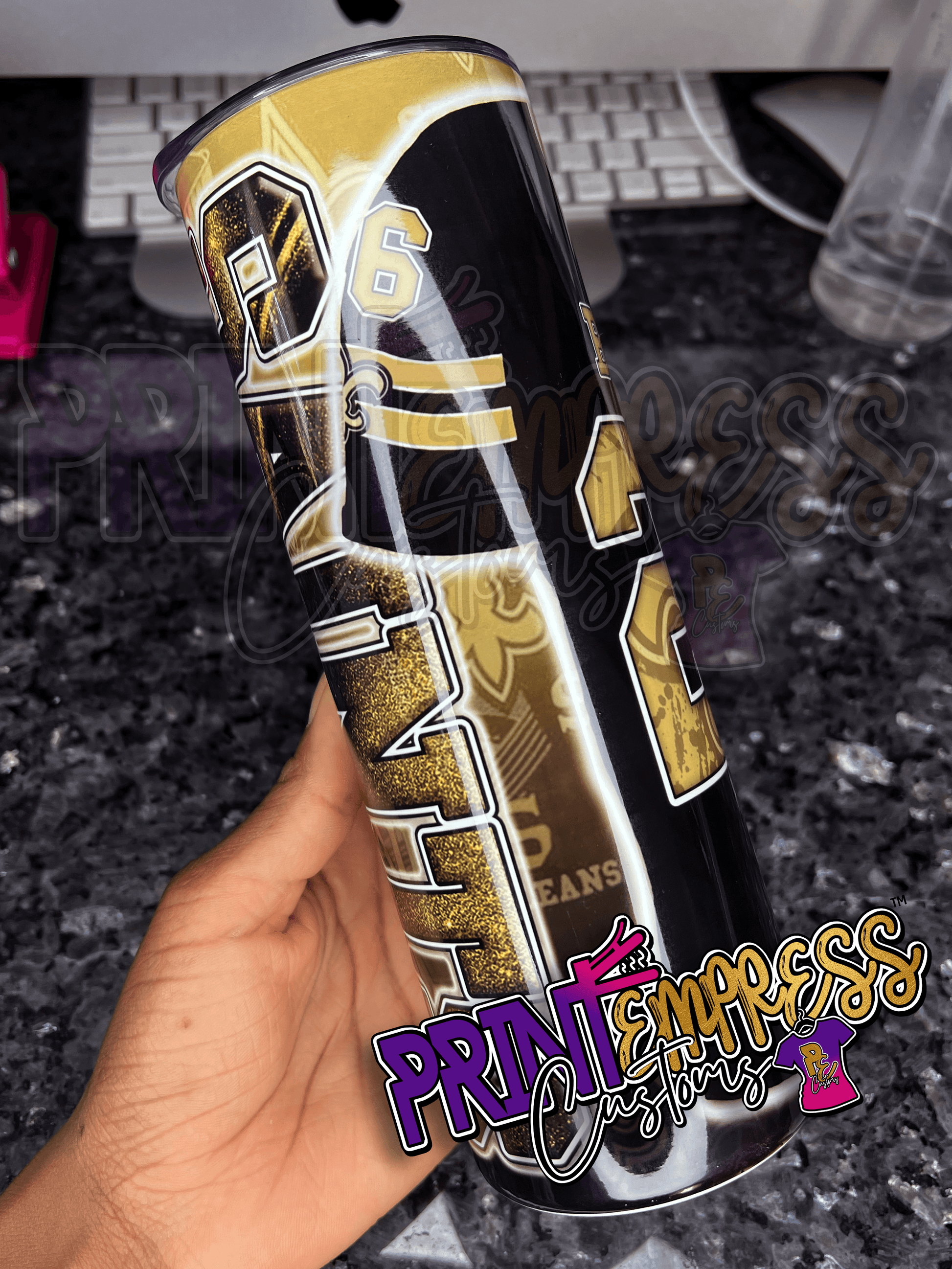Customizable: Saints Jersey 20oz Tumbler - PRINT EMPRESS CUSTOMS LLC