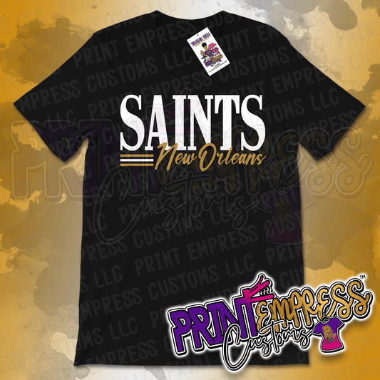 New Orleans Saints Striped Tee - PRINT EMPRESS CUSTOMS LLC