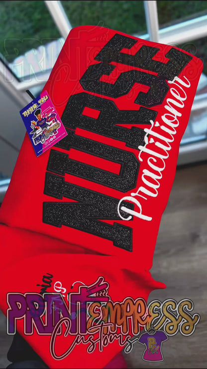 Embroidered Nurse Glitter Sweatshirt