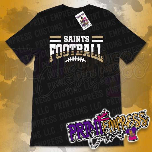Saints Football Curved Tee - PRINT EMPRESS CUSTOMS LLC