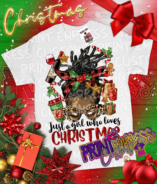 Christmas: Dread Christmas Girl (Brown) Tee - PRINT EMPRESS CUSTOMS LLC