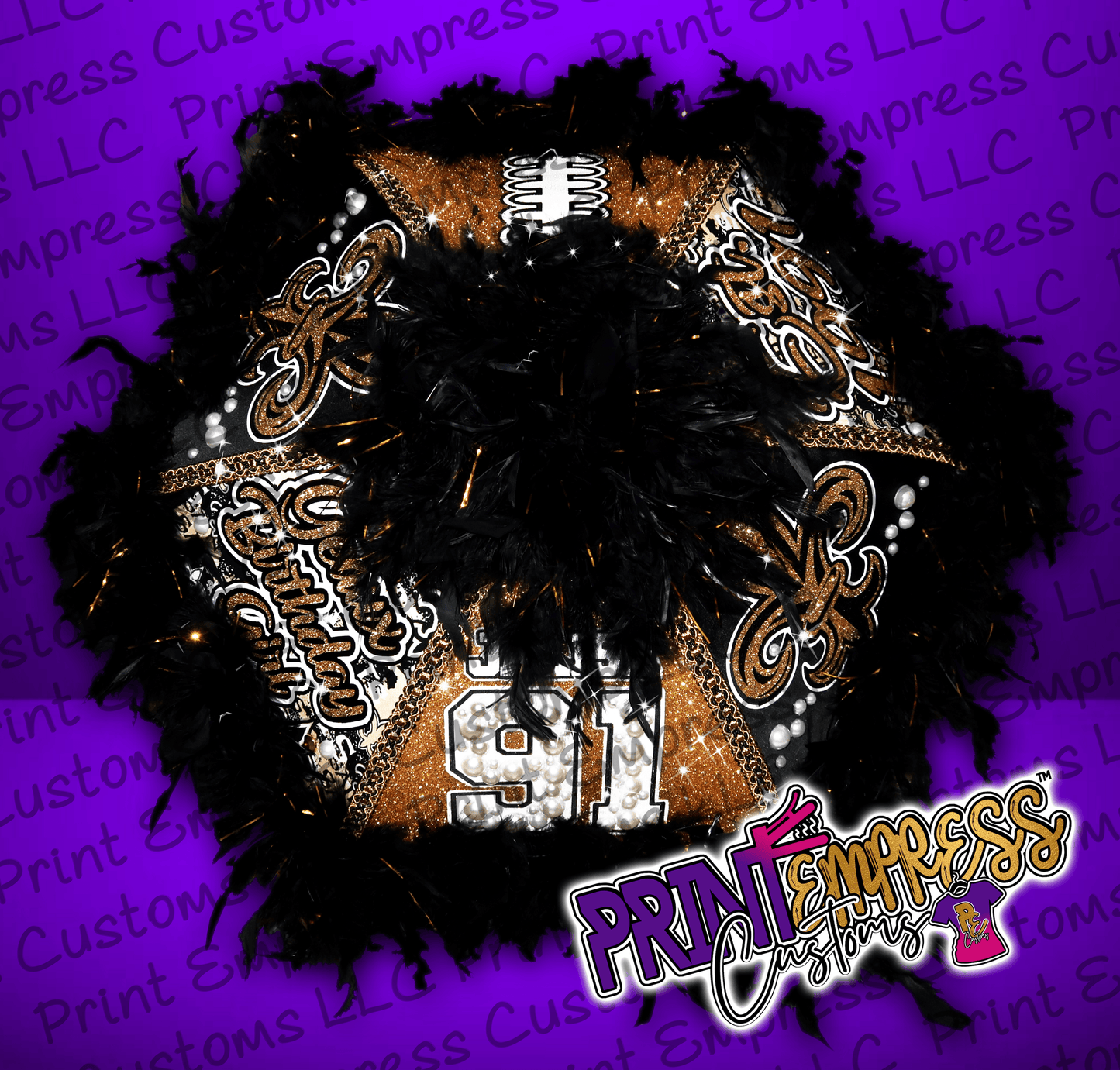 RESERVED: 14" Authentic Black and Gold Themed Second Line Umbrella - PRINT EMPRESS CUSTOMS LLC
