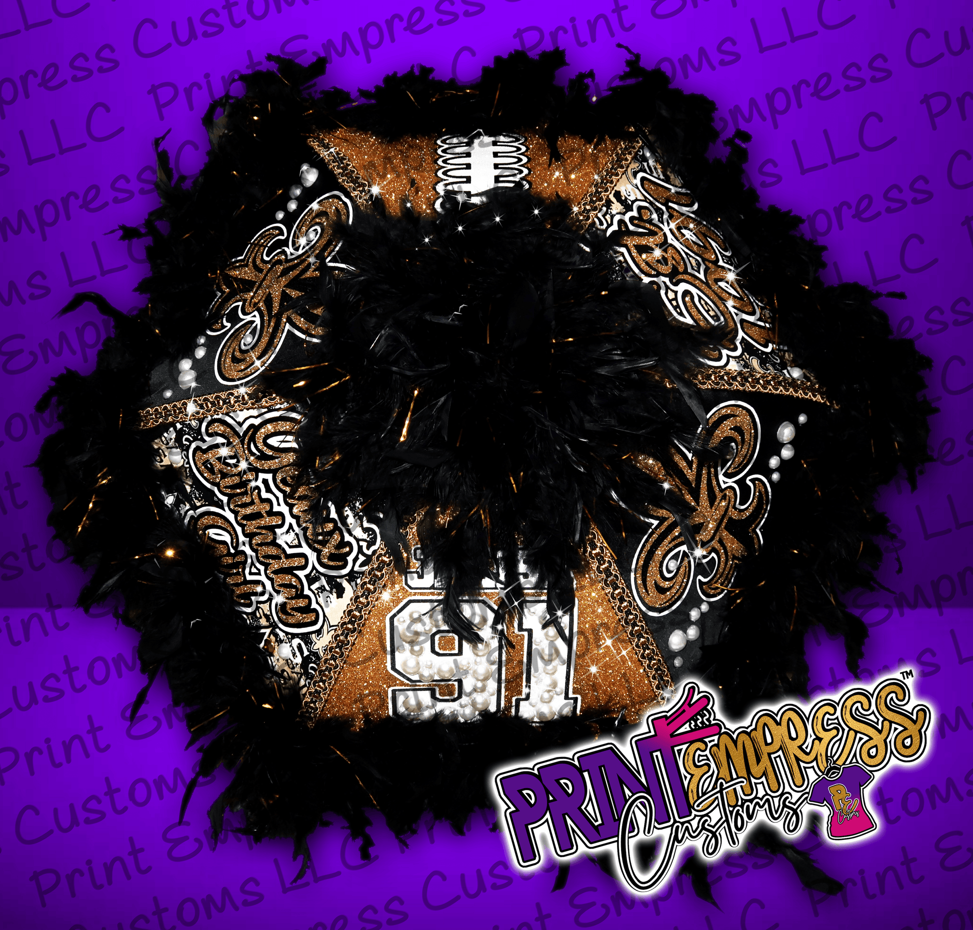 RESERVED: 14" Authentic Black and Gold Themed Second Line Umbrella - PRINT EMPRESS CUSTOMS LLC